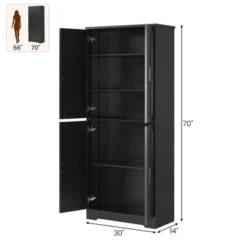 70 Inch Tall Kitchen Pantry Cabinet, Freestanding Storage Cabinet With 4 Doors And Adjustable Shelves, For Dining Room, Bathroom, Living Room -Homfan GUEST ffb8242d 9b68 4536 ba0c 92e23d998f2c